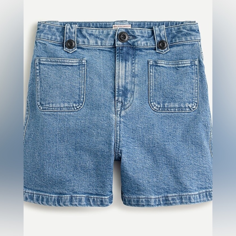 J. Crew Front Pocket Denim Short In Sky Fall Wash High Rise Size 10